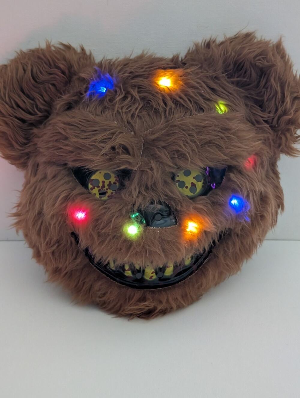 Light Up Werewolf Mask Brown Furry Halloween Horror Multicolor LED Adult
